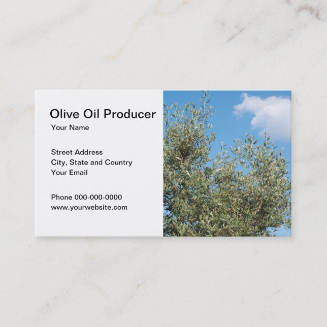 Tarjeta de visita verde oliva del productor de (Anverso)
