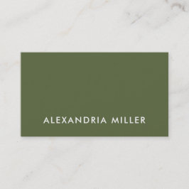 Tarjeta De Visita Verde oliva simple y elegante