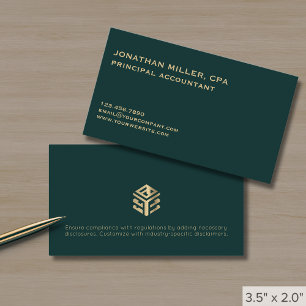 Tarjeta De Visita Verde oscuro Minimalista moderno