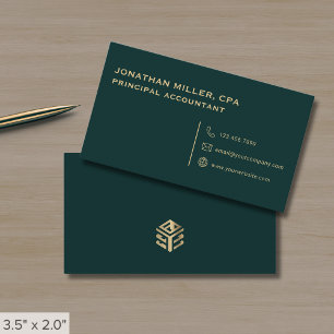 Tarjeta De Visita Verde oscuro profesional simple