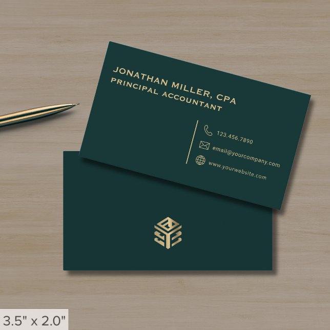 Tarjeta De Visita Verde oscuro profesional simple (Subido por el creador)