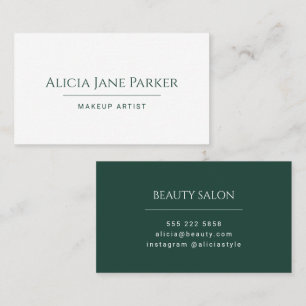 Tarjeta De Visita Verde oscuro simple elegante minimalista profesion