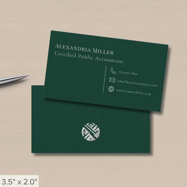 Tarjeta De Visita Verde oscuro simple y moderno (Subido por el creador)