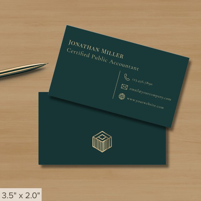Tarjeta De Visita Verde oscuro simple y moderno (Subido por el creador)