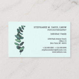 Tarjeta de visita verde para el psicoterapeuta Euc
