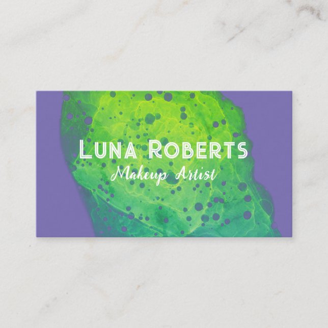 Tarjeta de visita verde pintada (Anverso)