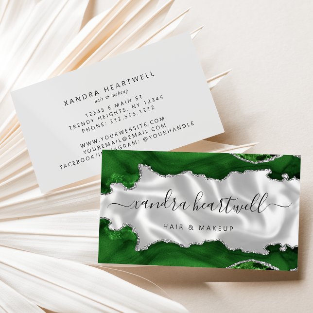 Tarjeta De Visita Verde Plata Ágata Blanco Lujo (Subido por el creador)