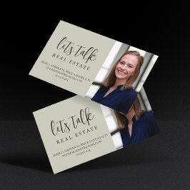 Tarjeta De Visita Verde profesional hablemos de bienes raíces