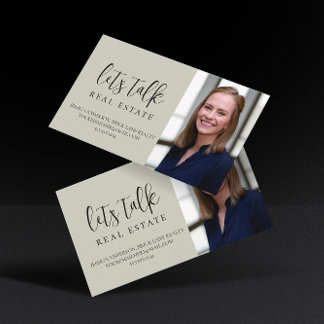 Tarjeta De Visita Verde profesional hablemos de bienes raíces