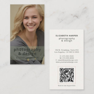 Tarjeta De Visita Verde Salvia Moderno Código QR de Foto Profesional