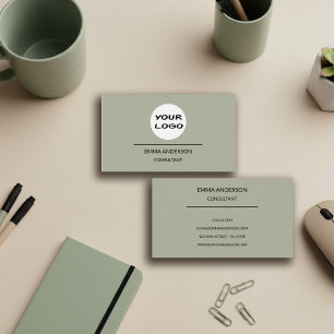 Tarjeta De Visita Verde Salvia Moderno Minimalista Empresarial