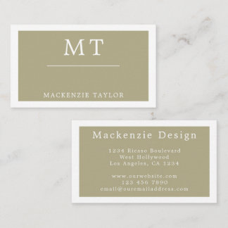 Tarjeta De Visita Verde Salvia Simple Elegante Profesional