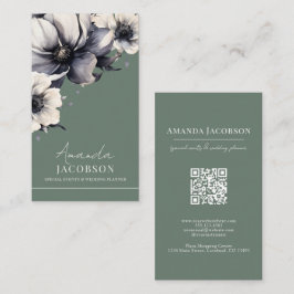 Tarjeta De Visita Verde Salvia Vertical Elegante Profesional