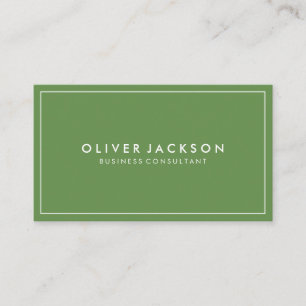 Tarjeta De Visita Verde simple con borde blanco Minimalista