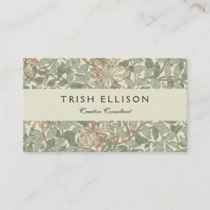 Tarjeta De Visita Verde Suave Vintage William Morris Honeysuckle