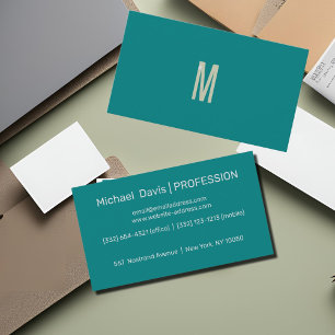 Tarjeta De Visita verde teal sólido - agregar monograma