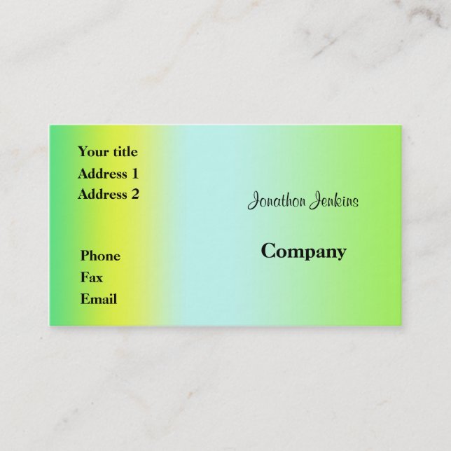 Tarjeta De Visita Verde y amarillo (Anverso)