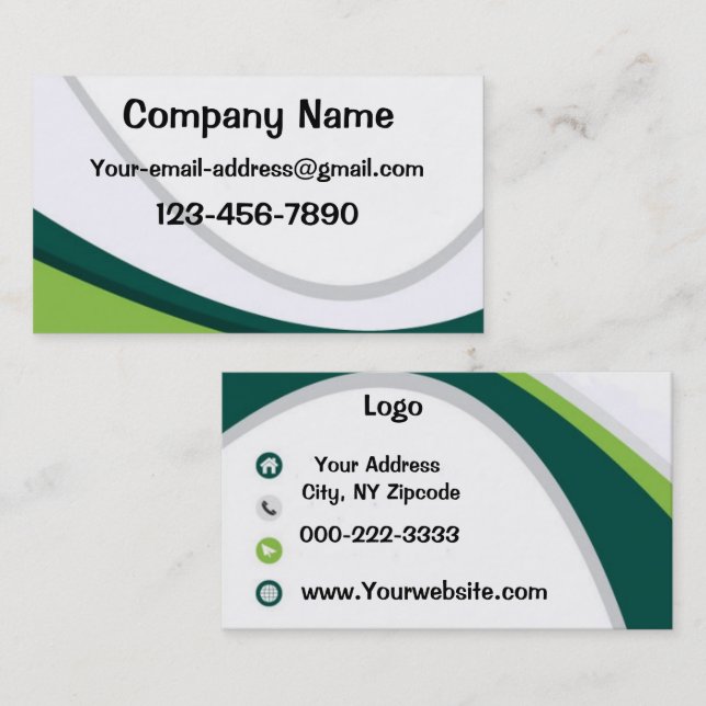 Tarjeta De Visita Verde y blanco (Anverso / Reverso)