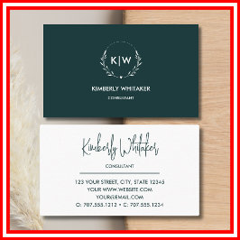 Tarjeta De Visita Verde y blanco de los bosques | Monograma de Inici