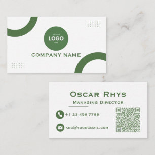 Tarjeta de visita verde y blanco minimalista moder