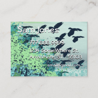Tarjeta De Visita Verdes azules voladores de aves