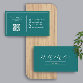 Tarjeta De Visita Verdigris | Código QR elegante y Minimalista
