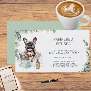 Tarjeta De Visita Verdor Bulldog francés Mascota Groomer Spa