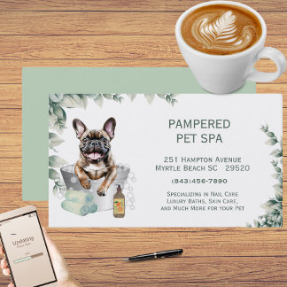 Tarjeta De Visita Verdor Bulldog francés Mascota Groomer Spa