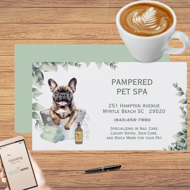 Tarjeta De Visita Verdor Bulldog francés Mascota Groomer Spa (Subido por el creador)