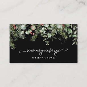 Tarjeta De Visita Verdor de invierno Pine y vacaciones en Berries