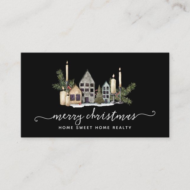 Tarjeta De Visita Verdor de invierno Pine y vacaciones en Berries (Anverso)