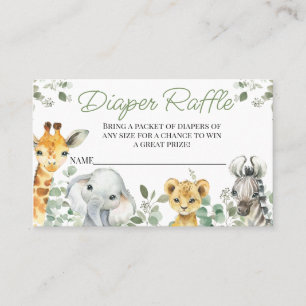 Tarjeta De Visita Verdor Safari Baby Shower Diaper Raffle Insertar