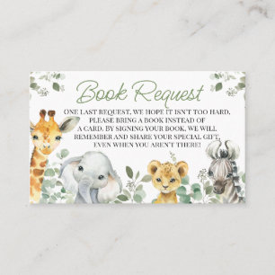Tarjeta De Visita Verdor Safari solicitud de libro de Baby Shower In