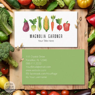 Tarjeta De Visita Verduras acuarela Jardín Orgánico Mercado de Agric