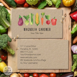 Tarjeta De Visita Verduras acuarela Jardín Orgánico Mercado de Agric