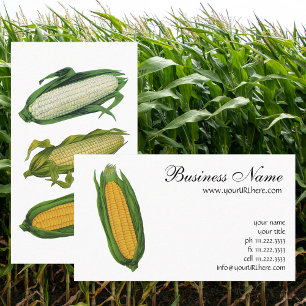 Tarjeta De Visita Verduras de comida vintage; Maíz amarillo en la ma