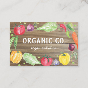 Tarjeta De Visita Verduras orgánicas de la acuarela fresca de mader