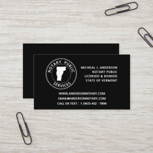 Tarjeta De Visita Vermont Notary Public Services