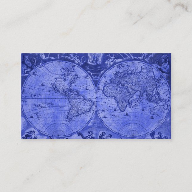 Tarjeta De Visita Versión azul Mapa del mundo antiguo J Blaeu 1664 (Anverso)