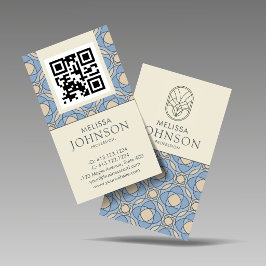 Tarjeta De Visita Vertical Blue Zen Pattern QR Code Business Card