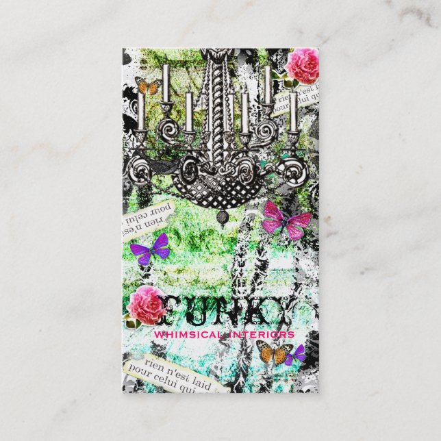 Tarjeta De Visita Vertical caprichosa del negro del encanto del (Anverso)