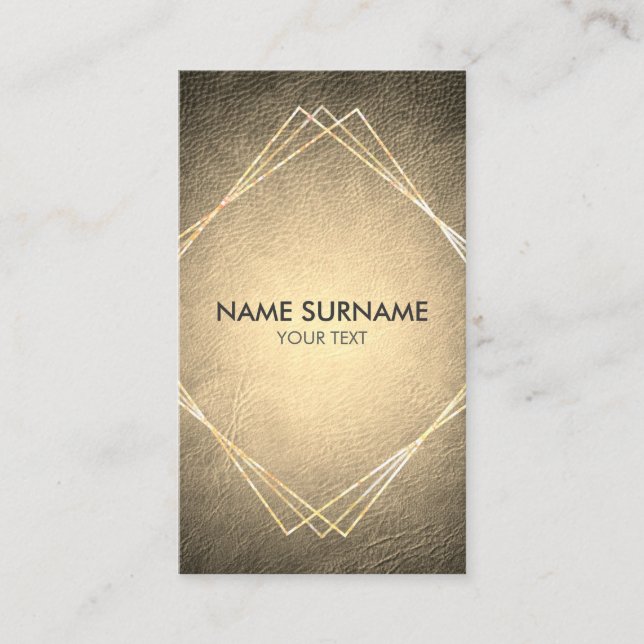 Tarjeta de visita vertical de cuero geométrica del (Anverso)