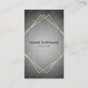 Tarjeta de visita vertical de cuero geométrica del