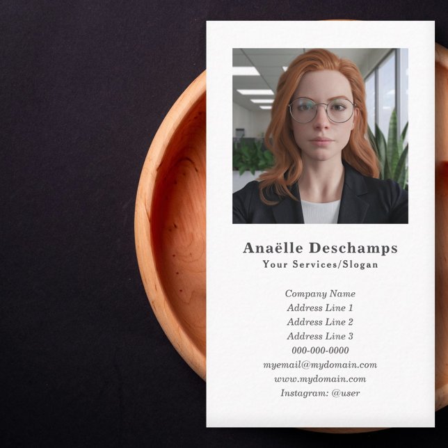 Tarjeta de visita vertical de foto Personalizado m (Minimalist Custom Photo Vertical Business Card)