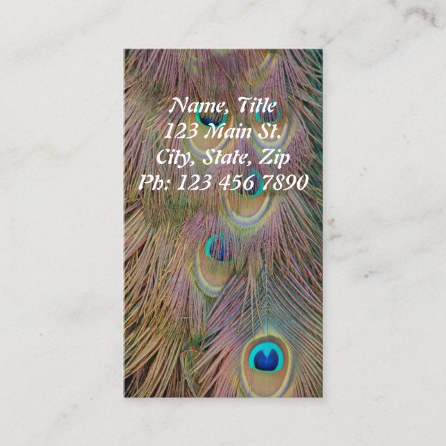 Tarjeta de visita vertical de la pluma del pavo (Anverso)