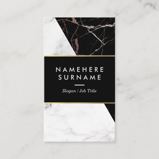 Tarjeta de visita vertical de mármol de plata (Anverso)
