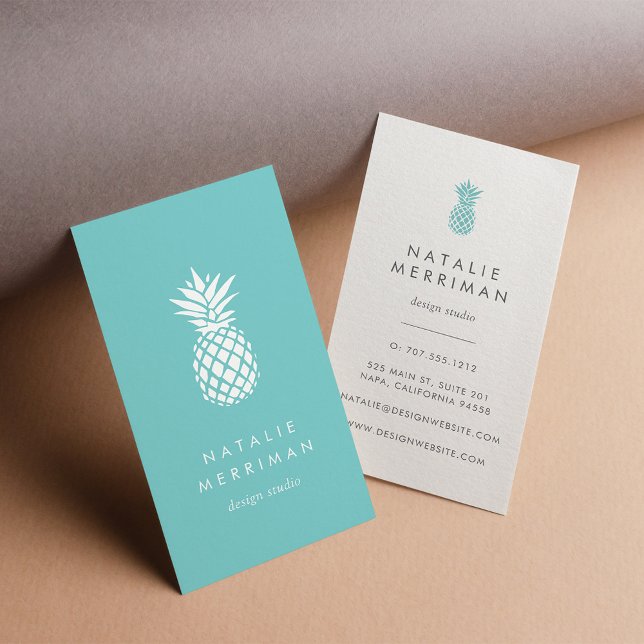 Tarjeta De Visita Vertical de piña turquesa (Subido por el creador)