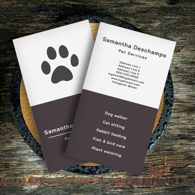 Tarjeta de visita vertical de servicios de mascota (Pet Services Vertical Business Card)