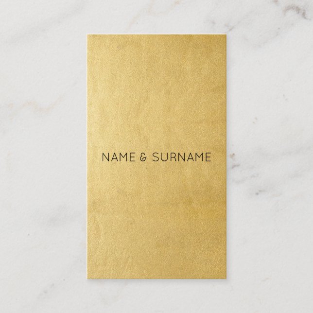 Tarjeta de visita vertical del oro moderno (Anverso)
