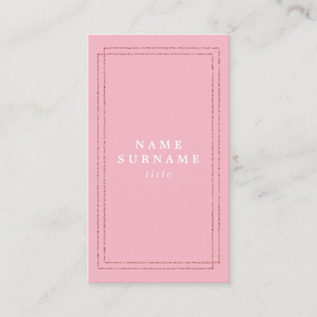 Tarjeta de visita vertical del purpurina rosado (Anverso)